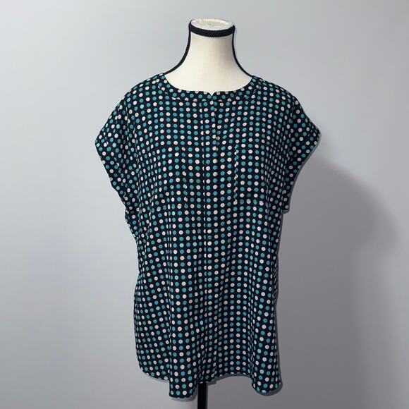 Van Heusen Polkadot Button Down Blouse women’s size large - Picture 1 of 7